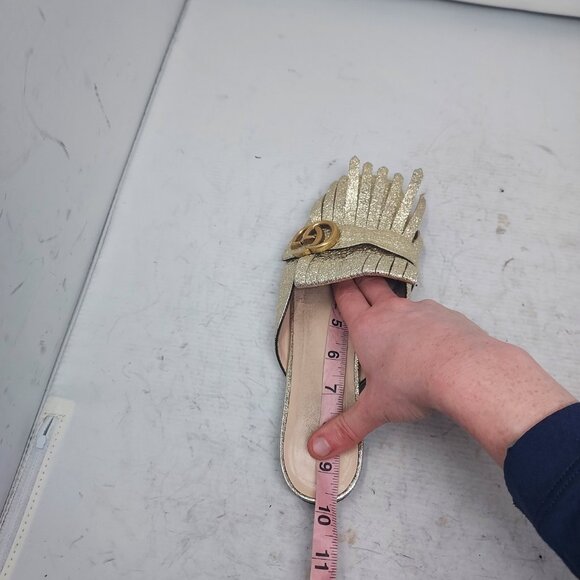 Gucci Gold Marmont GG Fringe Mule - Picture 10 of 10